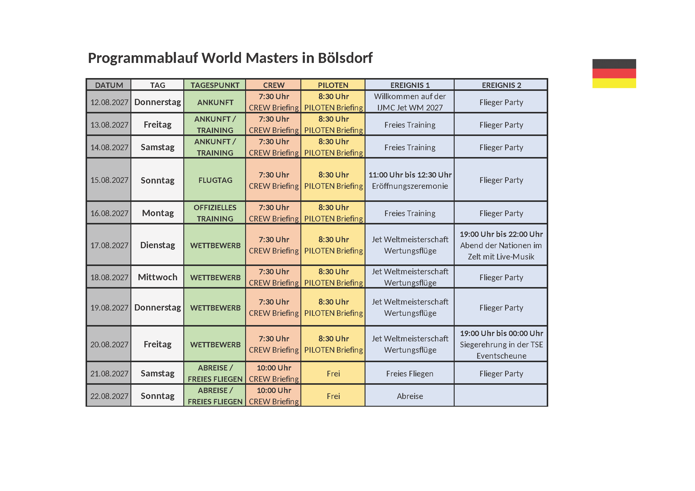 Programmablauf WM Boelsdorf