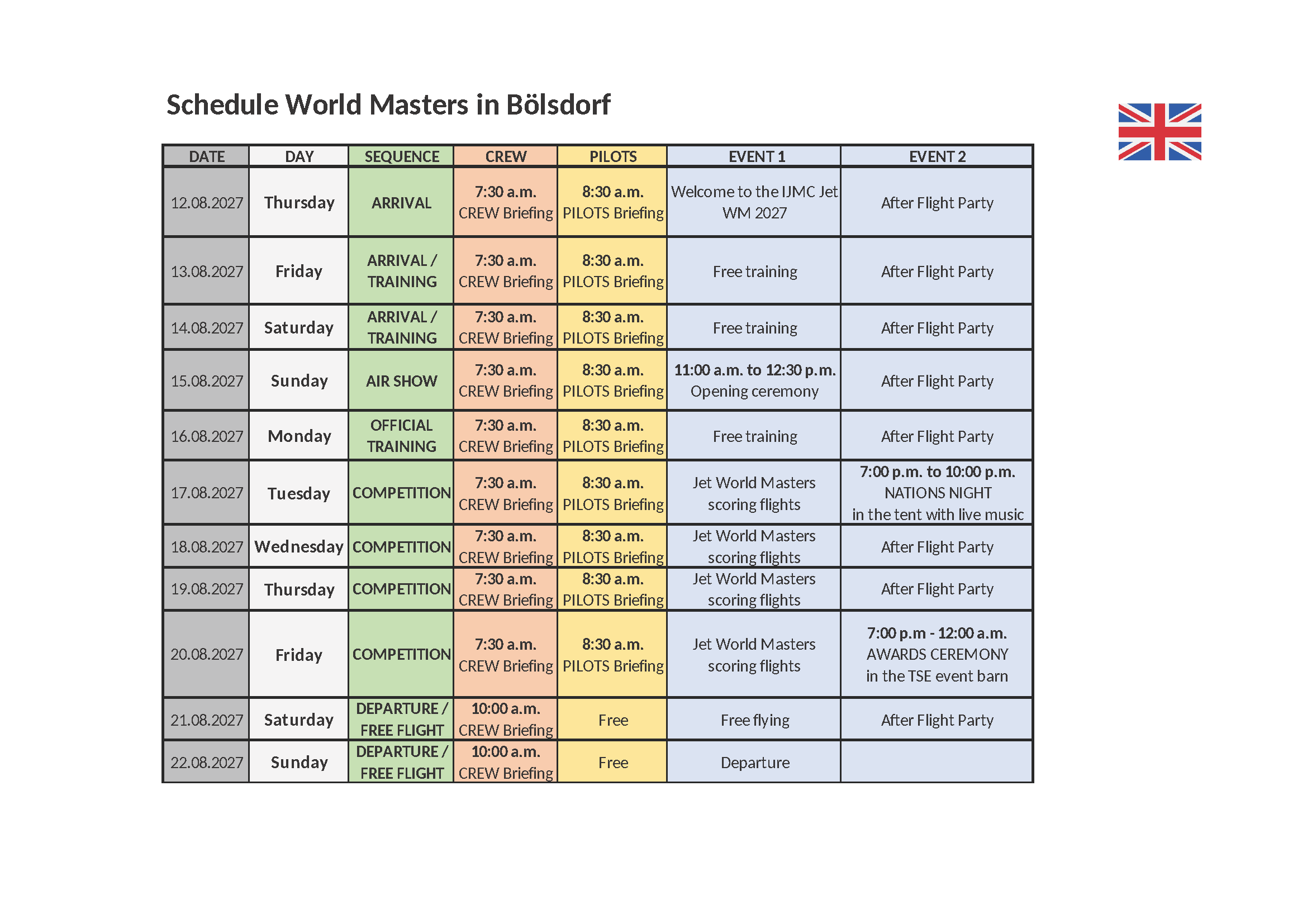 Schedule WM Boelsdorf